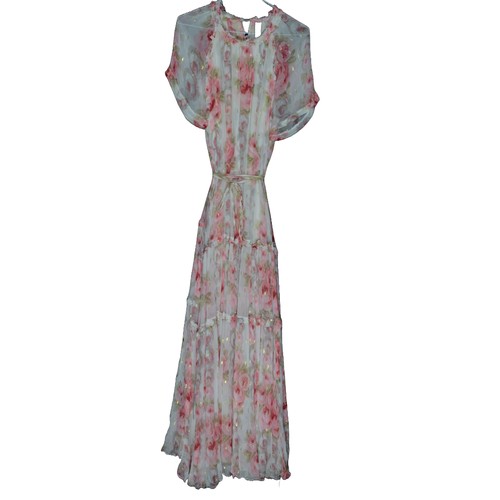 154 - Needle and Thread - Stunning designer gown/dress with pink floral print and embroidery. UK size 16. ... 