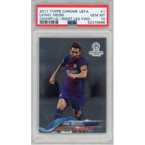 187 - LIONEL MESSI - 2017 Topps Chrome UEFA #1. Champions League - Right leg forward. PSA Gem Mint 10