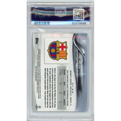 187 - LIONEL MESSI - 2017 Topps Chrome UEFA #1. Champions League - Right leg forward. PSA Gem Mint 10