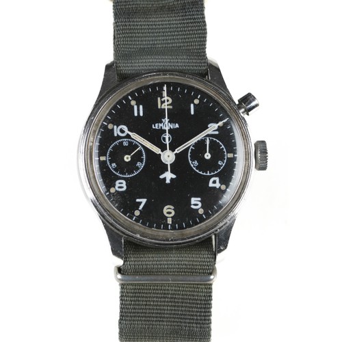 46 - Lemania Monopusher Military Chronograph Watch. 
Series 2 Tritium Dial model - 38mm case size. Runnin... 