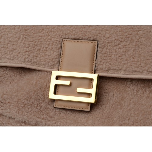 198 - FENDI Baguette Beige and Brown Sheepskin Shoulder Bag - Beautiful bag which is double-sided with an ... 