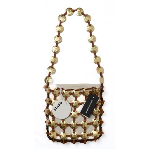 206 - Staud Pucky Bag. Colour: Tan, cream and gold. Really striking and unusual bag. Brand new with tags. ... 