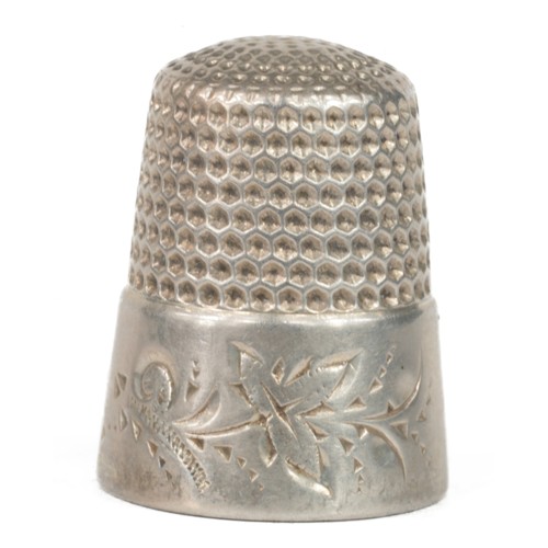 10 - American Sterling Silver Thimble. Marked 'Sterling' and a star makers mark inside dome. Punched top ... 