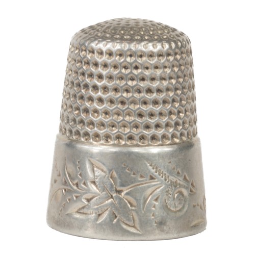 10 - American Sterling Silver Thimble. Marked 'Sterling' and a star makers mark inside dome. Punched top ... 