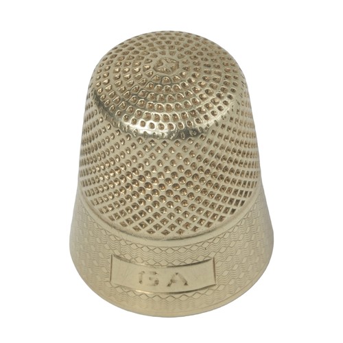 14 - 14K Gold Thimble. Stamped with Ketcham & McDougall makers mark in dome along with '14K' and '11'. Pu... 