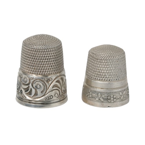 15 - Two American Simon Bros Thimbles:
1 - Marked 'Sterling' in dome along with Simon Bros. 'S' in shield... 