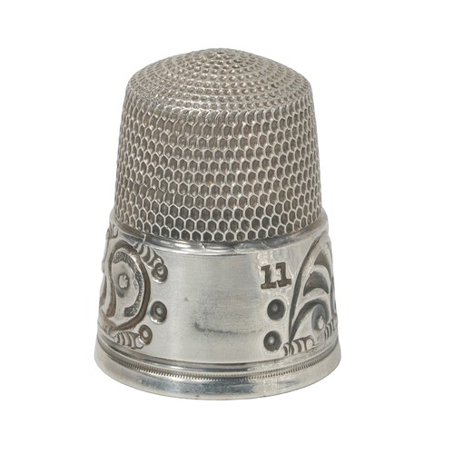 15 - Two American Simon Bros Thimbles:
1 - Marked 'Sterling' in dome along with Simon Bros. 'S' in shield... 