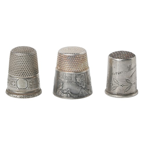 22 - Interesting Collection of Three Thimbles:
1- Marked in dome with Finnish silvermark '813H' along wit... 