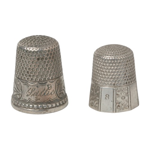 28 - Two American Sterling Silver Thimbles. 
1 -  Lily of the valley on rim. Engraved 