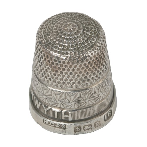 34 - Henry Griffiths & Sons Sterling Silver Thimble. Birmingham 1929. 'Aberystwyth' in large letters on r... 