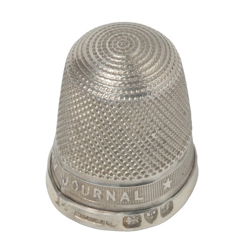 44 - Henry Griffiths Sterling Silver Thimble. Chester 1909. Advertising thimble embossed on plain band wi... 