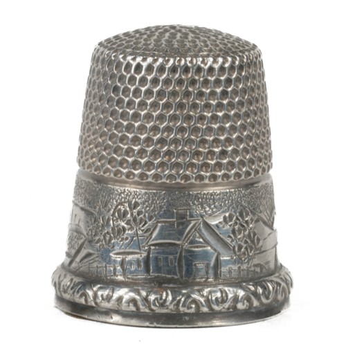 72 - Simon Bros Sterling Silver Thimble. Marked inside dome with 'S' in shield for Simon Bros. American s... 