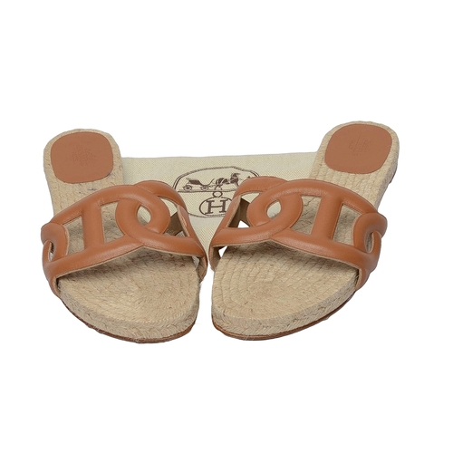 216 - Hermes Paris Tan Espadrille Sandals. Size 40. Brand new, unworn.