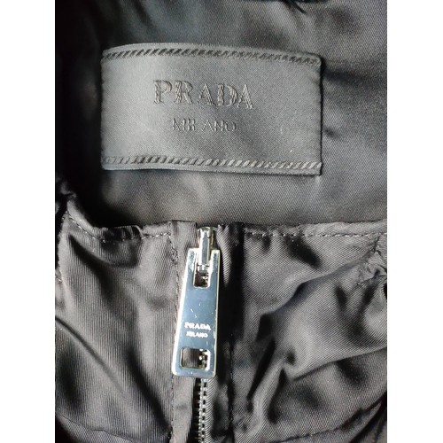 229 - Prada 'Re-nylon' Black Zip-Up Hooded Jacket. Size L. Preloved, good condition.