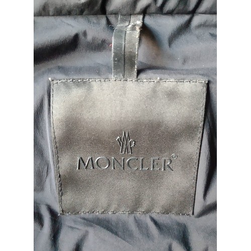 230 - Moncler Black Zip-Up Hooded Jacket. Label states 'Rukbat Giubotto' as style. Moncler size 4. Pre-lov... 