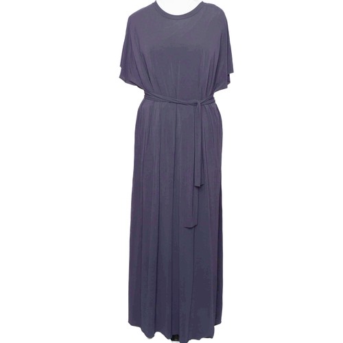 233 - Eres Long-Length Dress. Navy blue with elegant belt tie waist. UK L/XL. Pre-loved, good condition.