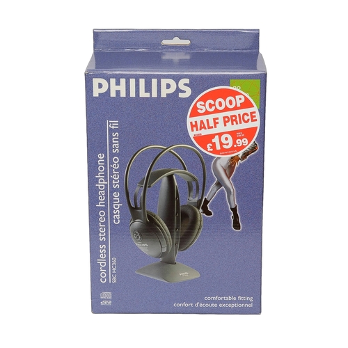 94 - Philips Cordless Stereo Headphones. Untested but in full original packaging.