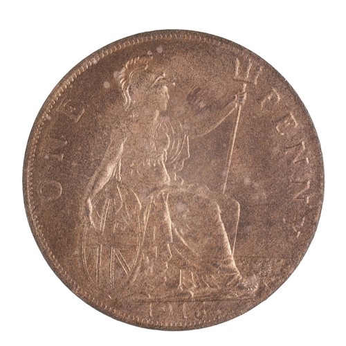 217 - George V, Penny, 1916. Nice lustre. EF (S4051)