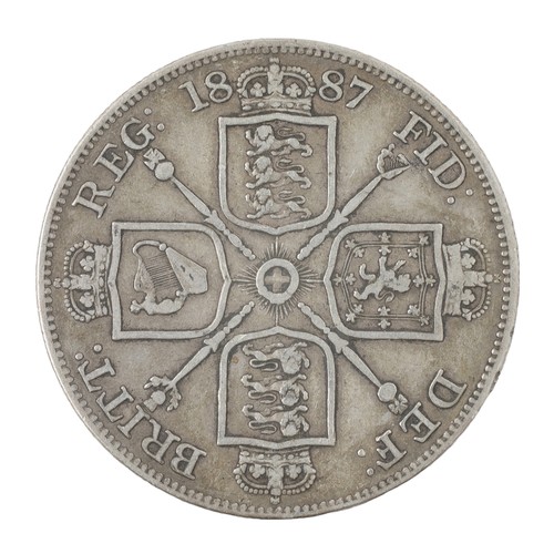 126 - Victoria, Double Florin. 1887. Some nice toning on reverse. Fine (S3923)