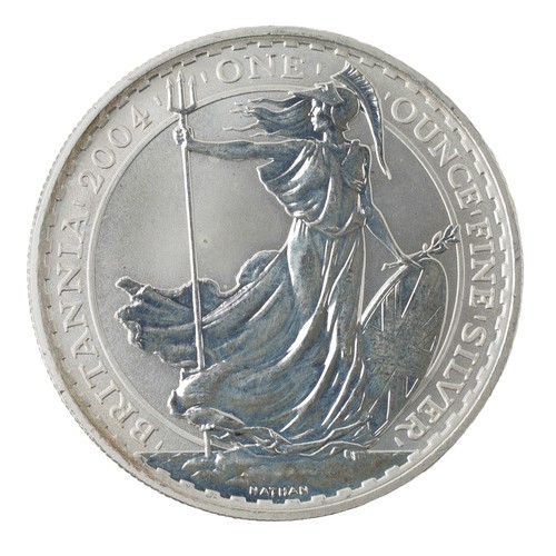 232 - Elizabeth II, Two Pound Coin (1oz of fine silver), 2004. Figure of Brittania standing. Designed by P... 