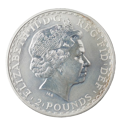 232 - Elizabeth II, Two Pound Coin (1oz of fine silver), 2004. Figure of Brittania standing. Designed by P... 