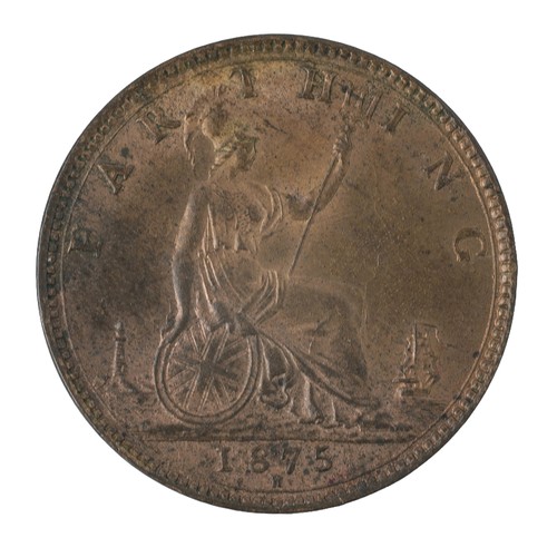 195 - Victoria, Farthing, 1875. H mintmark below date. A few darker patches but with good lustre. GEF (S39... 