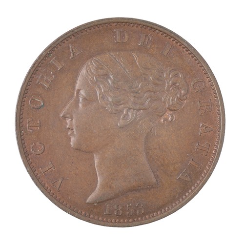 191 - Victoria, Half Penny, 1853. Dots in shield. Fabulous clean sharp coin with some traces of lustre and... 