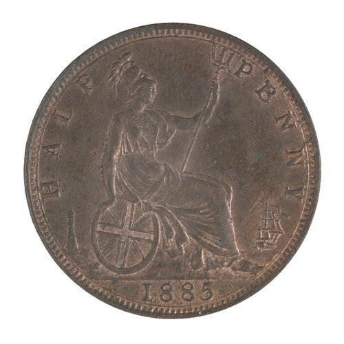 190 - Victoria, Half Penny, 1885. Some good lustre but with a black film across parts of the coin. EF (S39... 