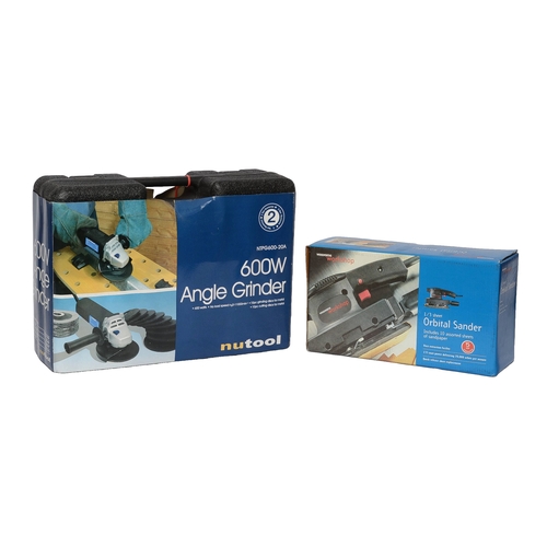 8 - Nutool 600W Angle Grinder with Woolworths Orbital Sander. Untested. In all original packaging.