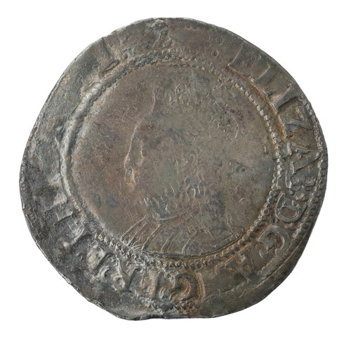 14 - Elizabeth I, Shilling. 1601-2. 7th Issue. Without rose or date. Bust 6B. mm 2. Faint portrait but ab... 