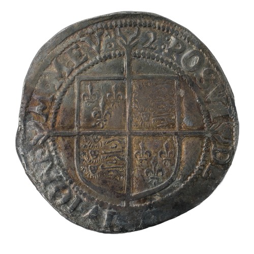 14 - Elizabeth I, Shilling. 1601-2. 7th Issue. Without rose or date. Bust 6B. mm 2. Faint portrait but ab... 