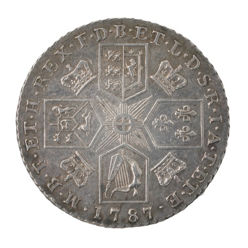 62 - George III, Shilling, 1787. No seem of hearts in shield. Stops on obverse and date. VF (S3743)