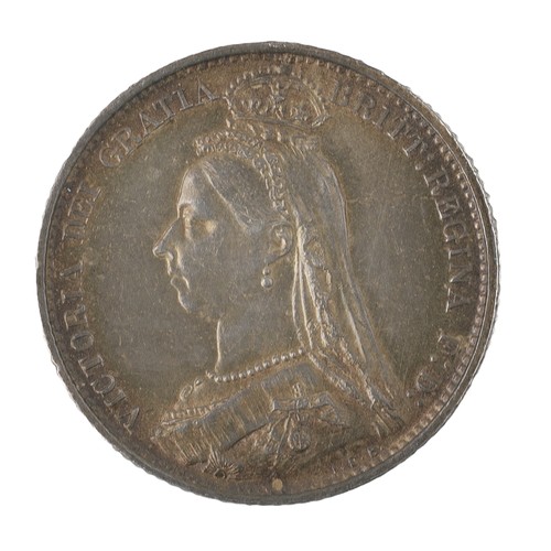 148 - Victoria, Sixpence, 1887. Shield in garter. Withdrawn type. Nice dark tone. AEF (S3928)