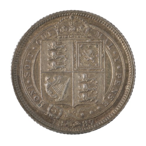 148 - Victoria, Sixpence, 1887. Shield in garter. Withdrawn type. Nice dark tone. AEF (S3928)