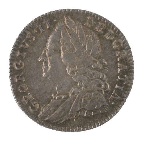 49 - George II, Sixpence. 1758. Lovely tone with some brightness. AVF (S3711).