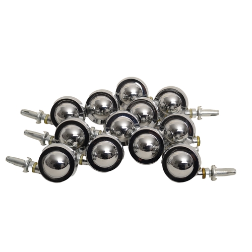 32 - Set of Heavy Chrome Castors. 6 x left and 6 x right.