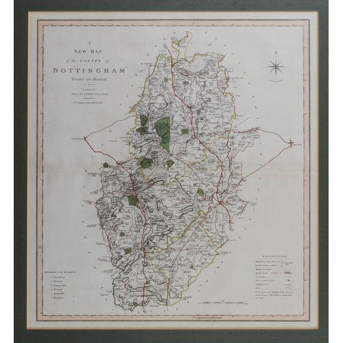 195 - Map of the County of Nottingham, Mounted and Framed. Approximately 70 x 77cms from and to frame edge... 