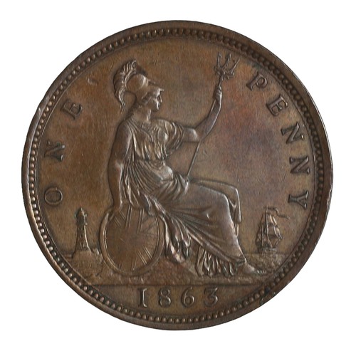 171 - Victoria, 1863, Penny. Obv 6, rev G. Some lustre, particularly on obverse. Nice bright AEF (S3954)