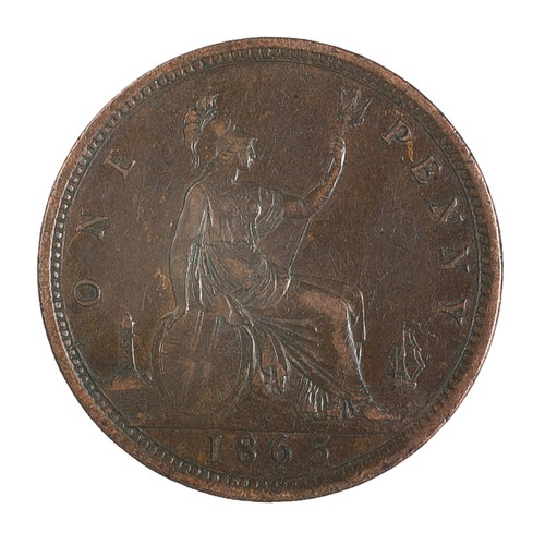 170 - Victoria, 1865, Penny. Obv. 6 Rev. G. A really solid GVF approaching NEF (S3954)