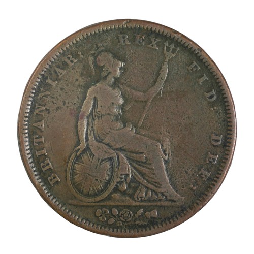 93 - George IV, 1826, Penny. No line on saltire. AF (S3823)