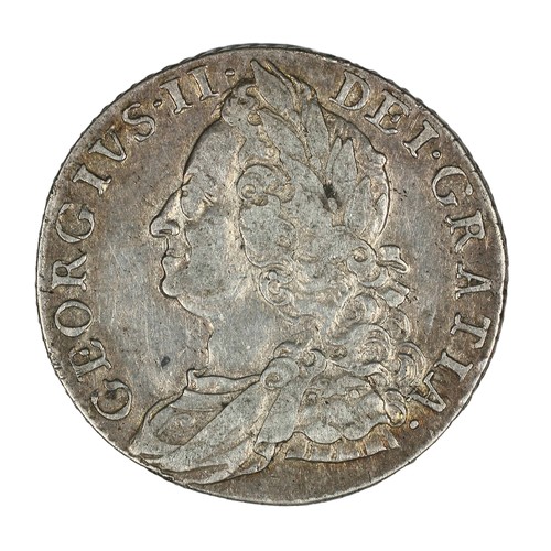 47 - George II, 1758, Shilling. Nice bright F; reverse better. (S3704)