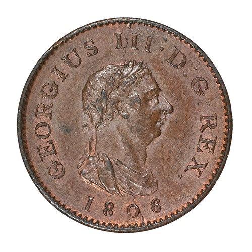 85 - George III, Farthing. 1806. K on trunk. GVF/NEF with some lustre giving lovely overall tone (S3782)