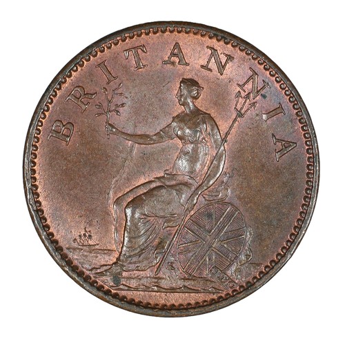 85 - George III, Farthing. 1806. K on trunk. GVF/NEF with some lustre giving lovely overall tone (S3782)