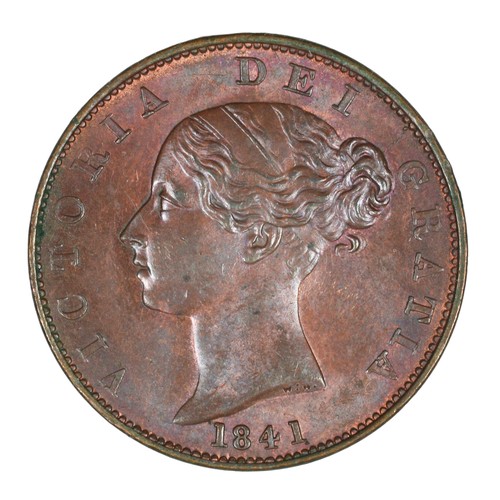 189 - Victoria, 1841, Half Penny. Lovely tone with traces of lustre.  A really nice strong EF (S3949)