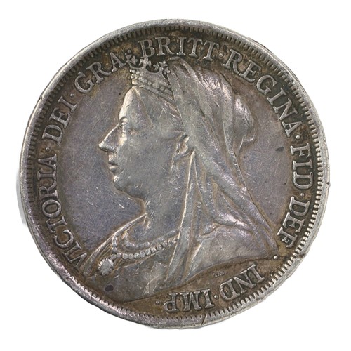 103 - Victoria, 1893, Crown. Old veiled head. LVI on rim. GF (S3937)