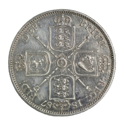 133 - Victoria, 1887, Florin. May have been cleaned. Nice sharp detail with a few small patches of wear. V... 