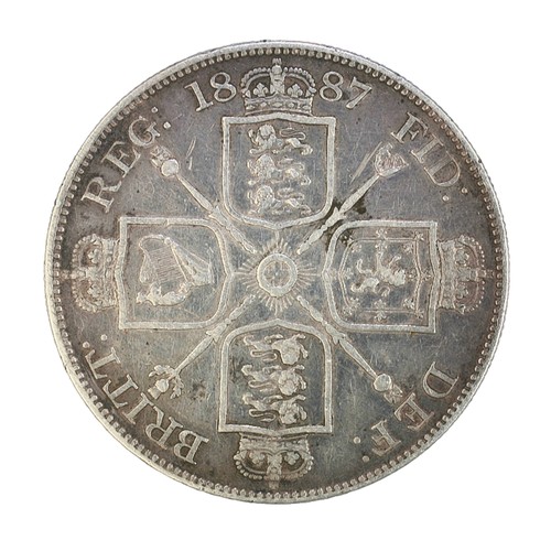 123 - Victoria, 1887. Double Florin. Nice shiney fields with some minor hairlines. GF with reverse better.... 