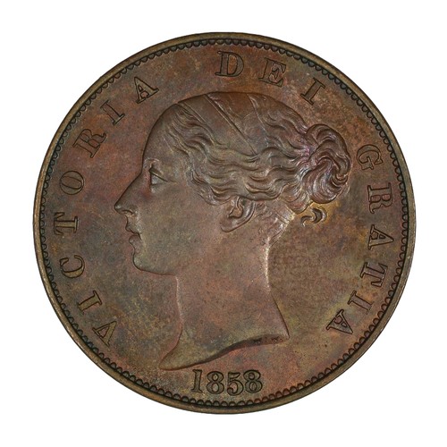 188 - Victoria, Half Penny. 1858/7. Young head. EF, traces of lustre and some nice toning (S3949)