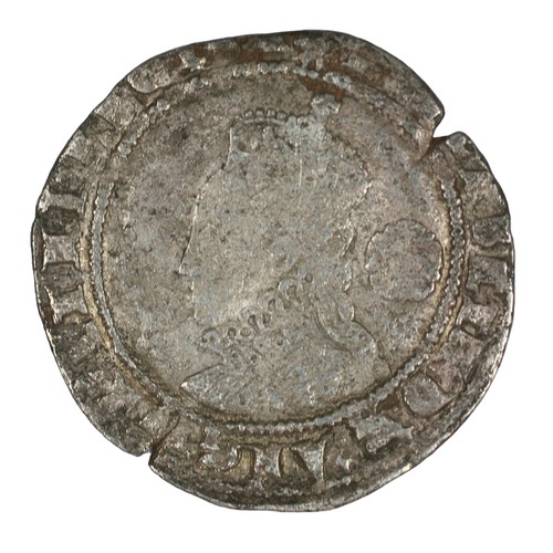 18 - Elizabeth I, 1574, Sixpence. Larger bust with rose and date. Portrait visible with a little detail s... 