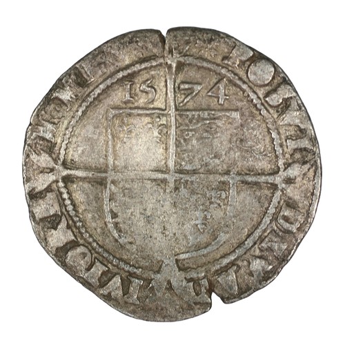 18 - Elizabeth I, 1574, Sixpence. Larger bust with rose and date. Portrait visible with a little detail s... 